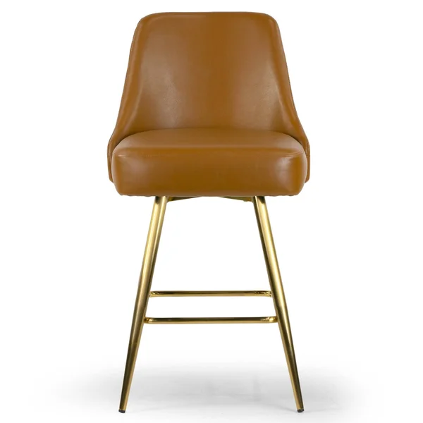 Glamour Home Set of 2 Auren Upholstered Stool with Golden Legs - Counter Height - 23-28 in.
