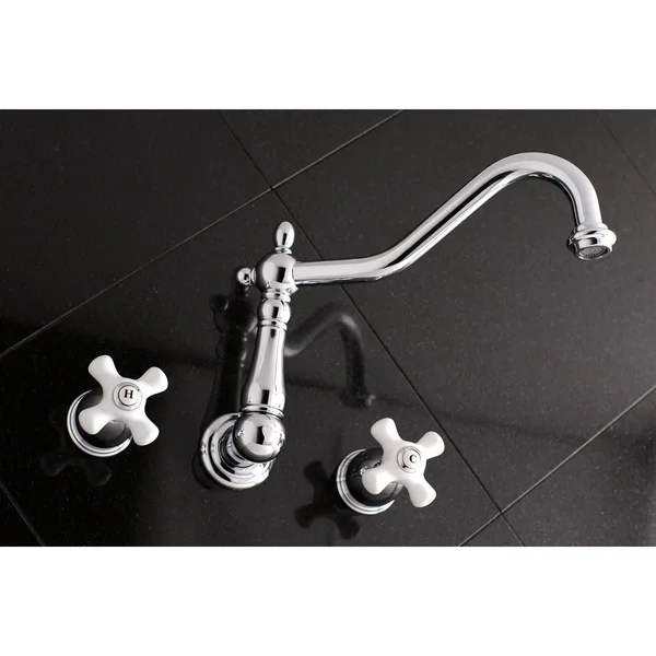 Kingston Brass KS1020PX Heritage Wall Mount Tub Faucet, Matte Black