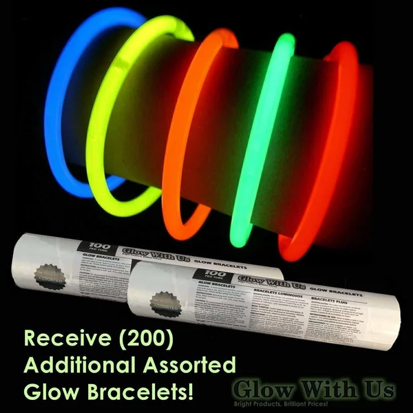 200 Glow Sticks Bulk Wholesale Necklaces - 22 Glow Stick Necklaces+200 Free Glow