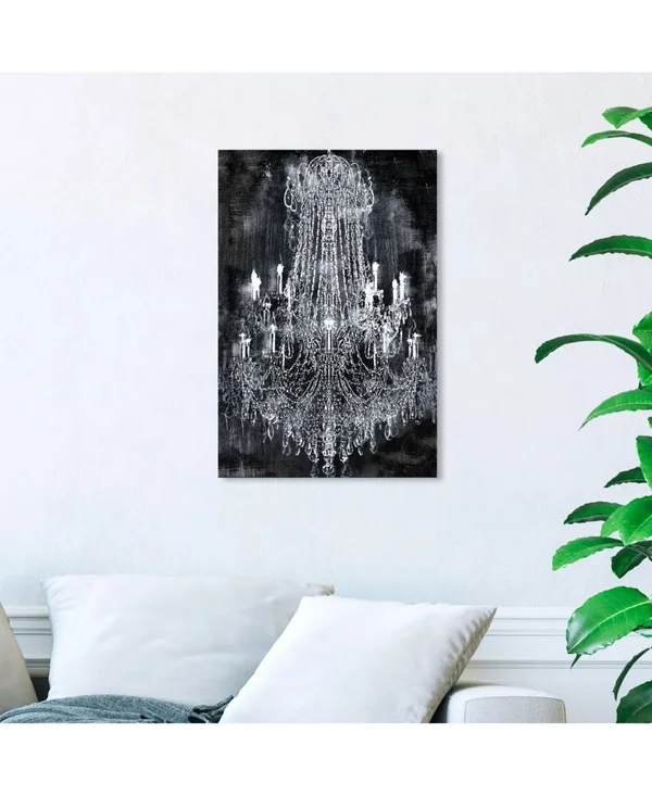 Oliver Gal &Crushed Velvet Chandelier& Fashion and Glam Wall Art Canvas Print - Black, White (16 x 24)