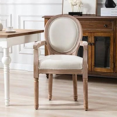French Vintage Upholstered Fabric Dining Armchair One Allium Way