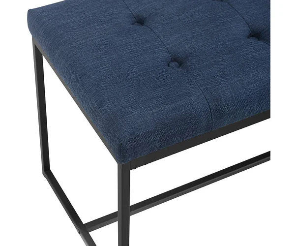 Walker Edison 48x22 Upholstered Bench with Metal Base - Blue - Blue