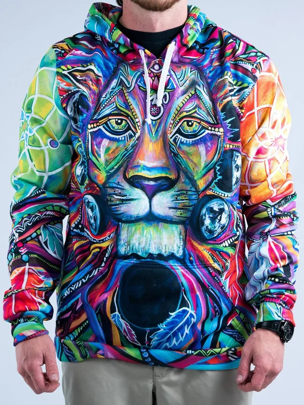 Lunar Lion Unisex Hoodie M - Red, Pullover Hoodie