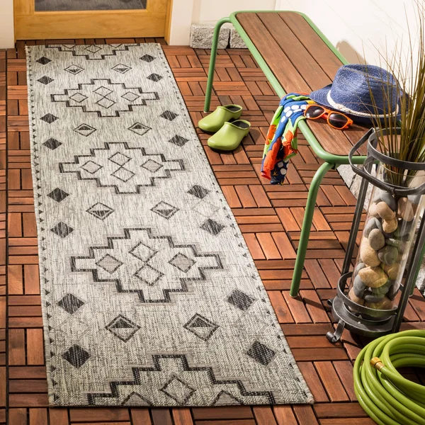 Safavieh 9& x 12& Courtyard CY8533-37212 Grey, Teal Rug