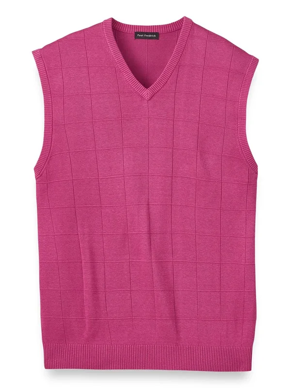 Men's Sweater - Classic Fit in Berry Vest Silk - Paul Fredrick