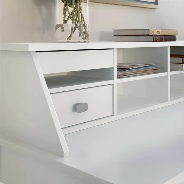Bush Furniture Broadview Computer Desk With 2 Drawer Pedestal And Organizer, Pure White