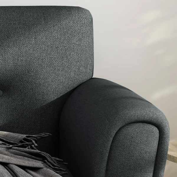 Emily Buttoned Traditional Dark Grey Fabric 3 Seater Sofa