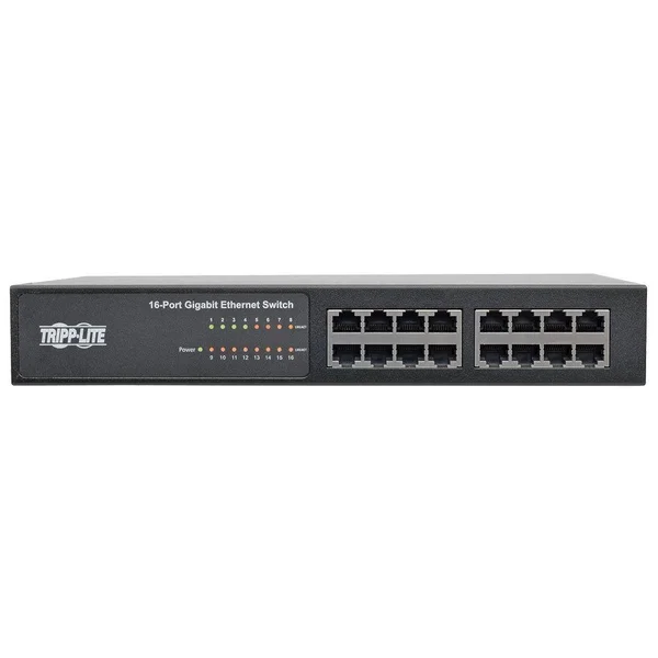Tripp Lite 10/100/1000 Mbps 1U Rack-Mount/Desktop Gigabit Ethernet Unmanaged, Metal Housing Unmanaged Switch - 16 Ethernet Port