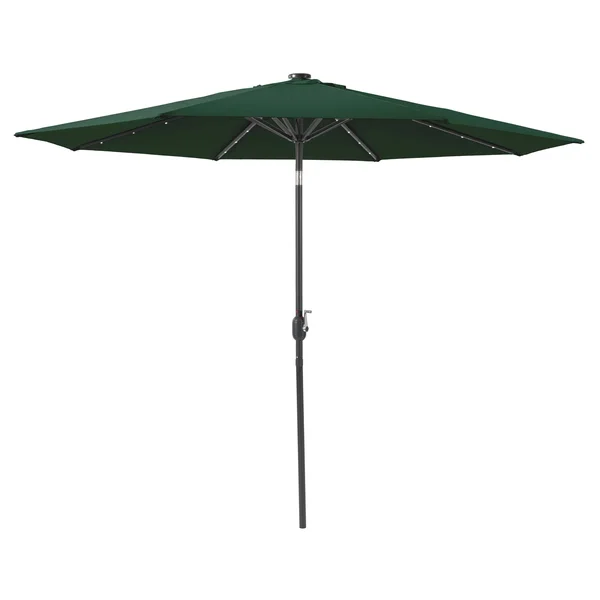 CorLiving Dark Green Fabric LED Light Patio Umbrella