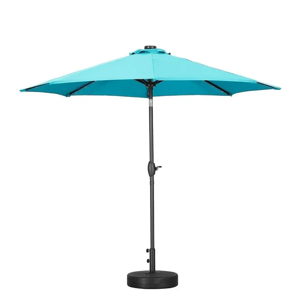 Zenova 9ft Solar 32 LED Lighted Umbrella Waterproof Sun Protection - Navy Blue