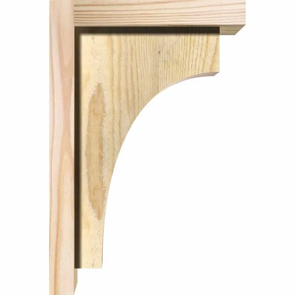 Ekena Millwork COR08X10X14HUN01RDF 8x22W x 10x22D x 14x22H Huntington Rough Sawn Corbel w/Backplate, Douglas Fir