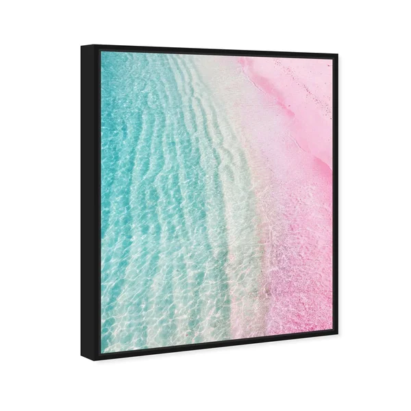 Oliver Gal 'Unicorn Beach' Nautical and Coastal Wall Art Framed Canvas Print Coastal - Pink, Blue - 24 x 30 - White