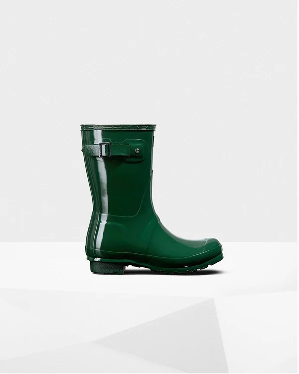 Hunter Women's Original Short Gloss Rain Boots - Green US 7