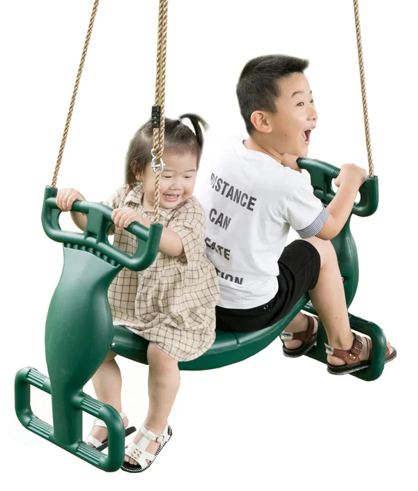 PLAYBERG Plastic Double Glider Playground 2 Person Swing, Green