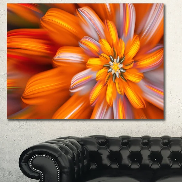 Designart &Massive Orange Fractal Flower & Floral Canvas Art Print, Size: 32 inch x 16 inch