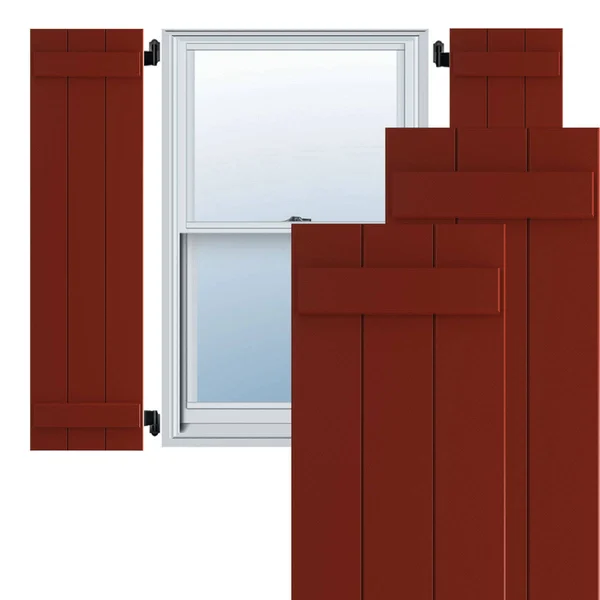 Ekena Millwork CWB12X044CRC 12x22W x 44x22H Exterior Three Board (2 Batten) Composite Board-n-Batten Shutters (Per Pair), Cottag