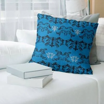 Carolina Football Baroque Square Pillow Cover East Urban Home Color: Light Blue/Black/White, Size: 14x22 x 14