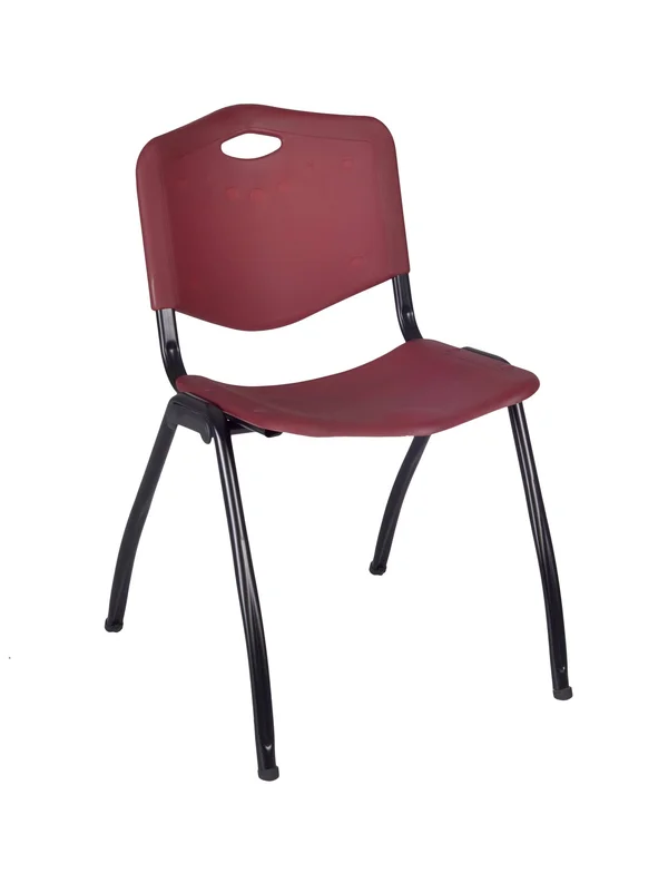 Regency Kee 42x22 Round Breakroom Table- Beige/ Chrome & 4 &M& Stack Chairs- Burgundy