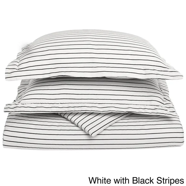 Superior 600 Thread Count Bahama Stripe Cotton Blend Duvet Cover Set Taupe/White Stripes 3 Piece Queen, Full - Queen, Full