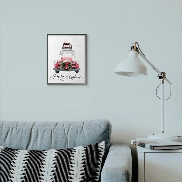 Stupell Industries Merry Christmas Red Truck Holiday Design Framed Art, ShopLadder