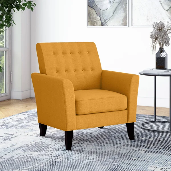 Copper Grove Larrea Button-Tufted Modern Arm Chair - Mustard Yellow