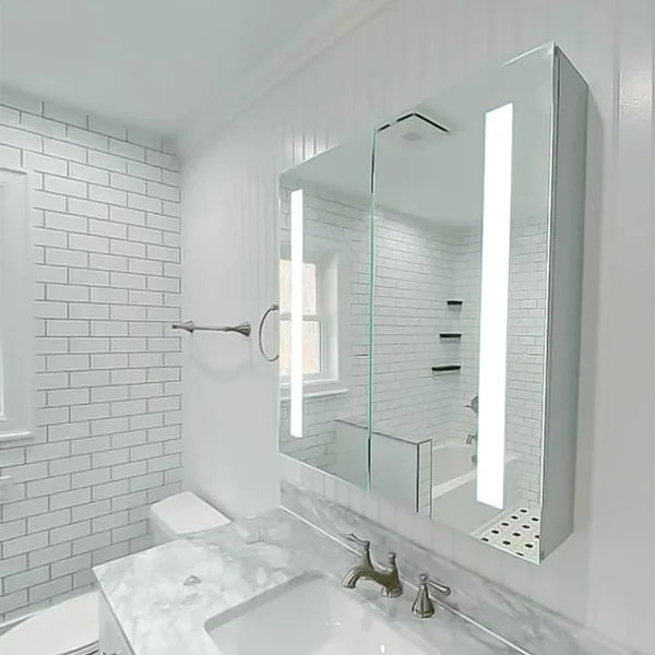 Lighted LED Bathroom Mirror Medicine Cabinet: 32x22 Wide x 32x22 Tall - Surface-mounted - Hinged on Left and Right - 6 - 000 Kelvi