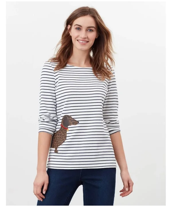 Joules Harbour Dachshund Dog Print Long Sleeve Knit Jersey Top - 4