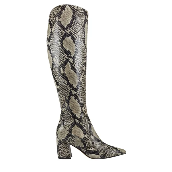 Marc Fisher Retie Knee-High Boots - Natural Snake