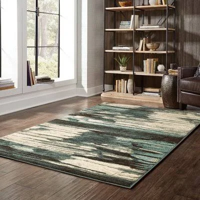 Ernie Abstract Teal/Brown Rug Williston Forge Rug Size: Rectangle 9&10x22 x 12&10x22