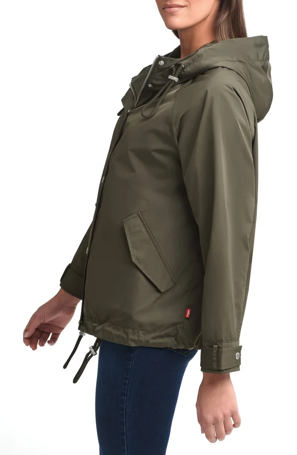 Levi&s Water Resistant Hooded Rain Jacket - Green - Medium