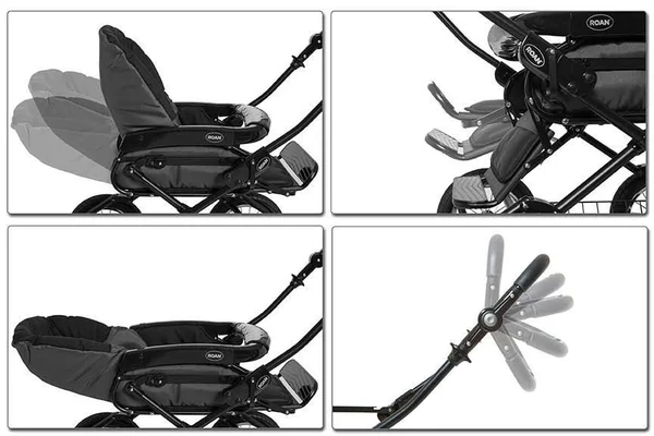 Roan Kortina Classic Pram Stroller 2-in-1 with Bassinet and Seat - Gray