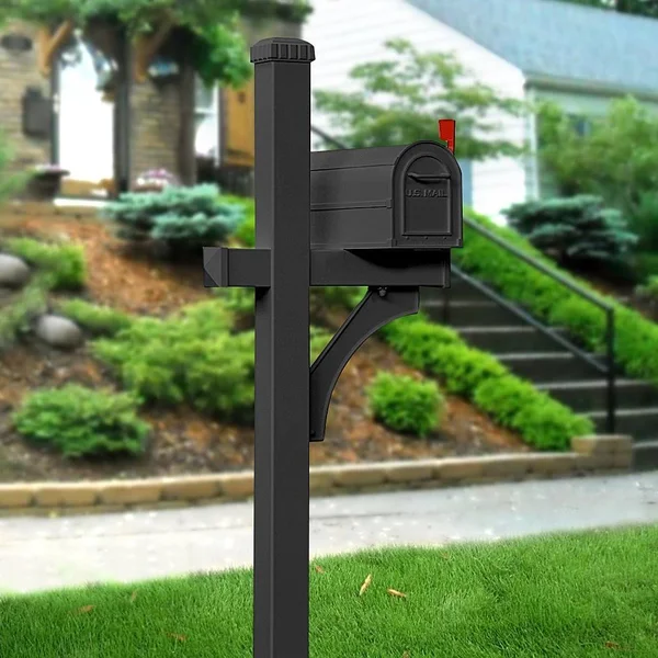 Salsbury Industries 4870BLK Deluxe 1 Sided in Ground Mounted Mailbox Post Black