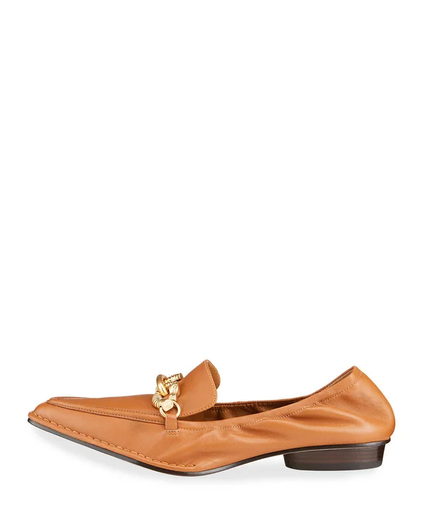 Tory Burch Women's Jessa Point-toe Leather Loafers - Cinnamon - Size 7