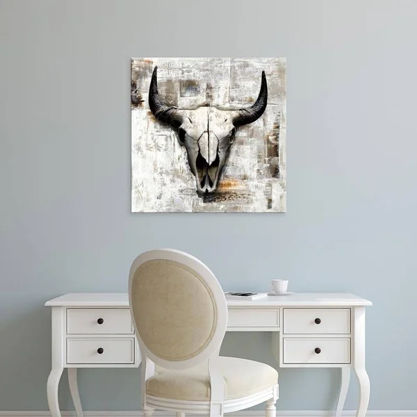 Easy Art Prints GraphINC's 'White Cowskull' Premium Canvas Art - 24 x 24 - Classic Black Frame