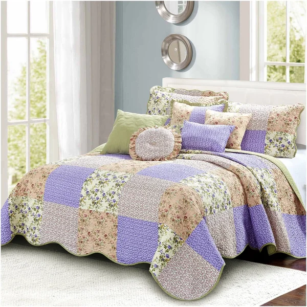 Serenta Patchwork 8 Piece Quilt Set - Red