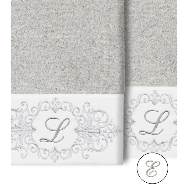 Linum Home Textiles 100% Turkish Cotton Monica 2pc Embellished Bath Towel Set - Size: 27 inch x 54 inch, White