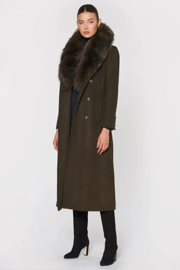 1 Madison Donna Wool Coat, Olive Womens Luxury Winter Coat Olive