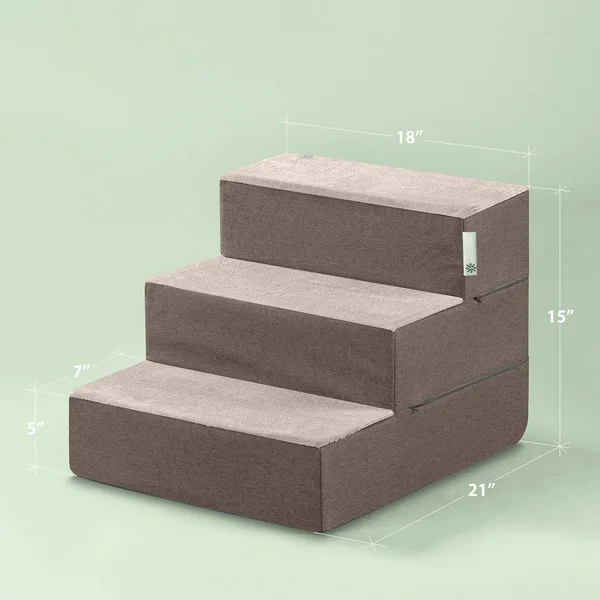 Zinus Easy Pet Stairs, Pet Ramp, Pet Ladder, Small, Sand