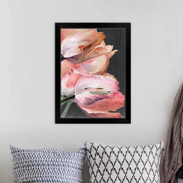 Pastel Parrot Tulips IV, Black Framed Wall Art, 18x24, Great Big Canvas