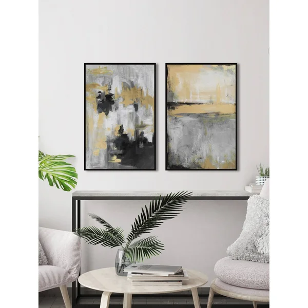 Golden Fog Diptych, Size: 36 inch x 48 inch