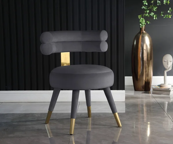 Meridian Furniture Fitzroy Grey Velvet Dining Chairs [Set of 2]