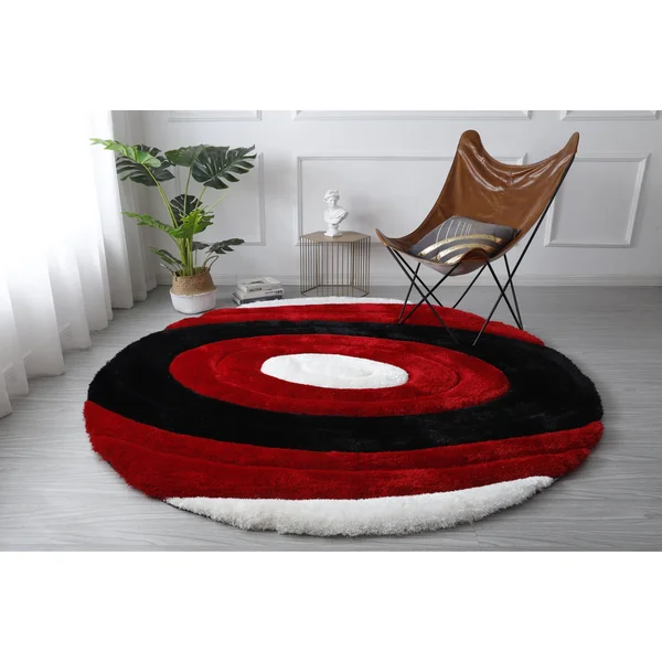 MDA Home Mateos Shag Red/Black Polyester Area Rug - 5' x 7'