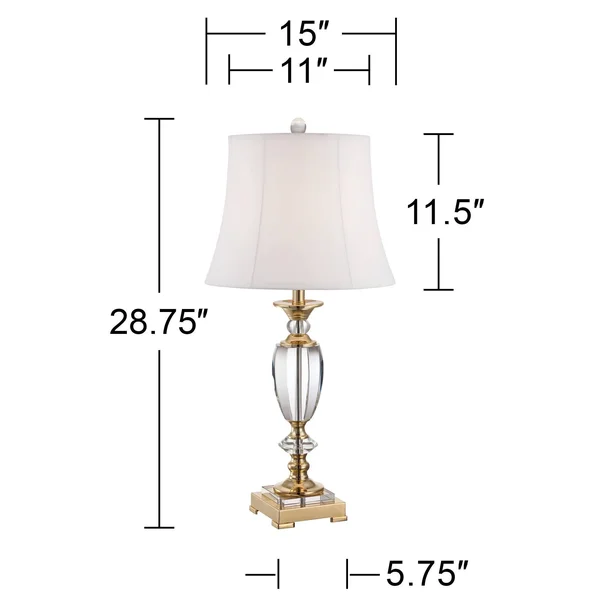 Vienna Full Spectrum Traditional Table Lamp Faceted Crystal and Brass Bell Fabric Shade for Living Room Family Bedroom Bedside