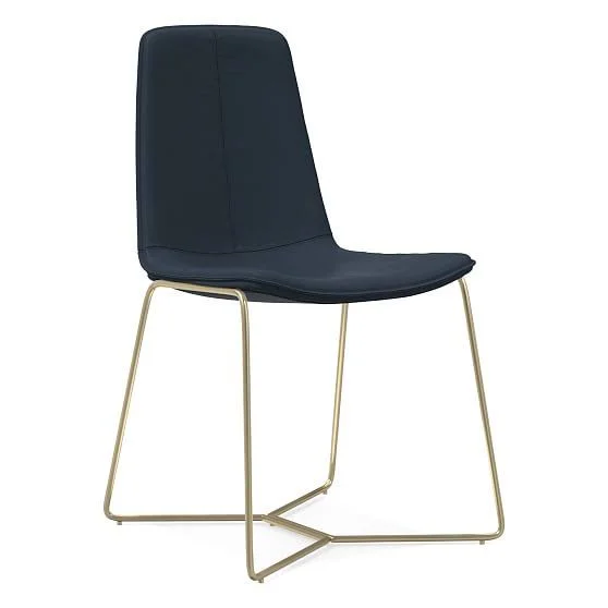 Slope Dining Chair, Sierra Leather, Navy, Light Bronze