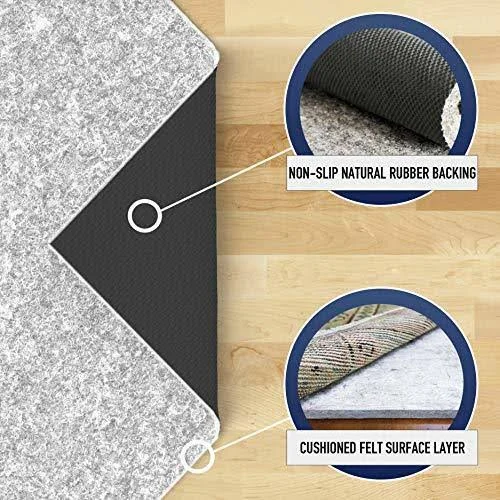 RugPadUSA - Basics - 3&x4& - 1/4 inch Thick - Felt + Rubber - Dual Surface Non-Slip Rug Pad - Cushioning Felt for Added Comfort