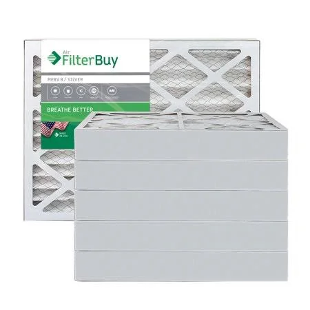 10x14x4 AFB Silver MERV 8 Pleated AC Furnace Air Filter. Pack of 6 Filters. 100% produced in The USA.