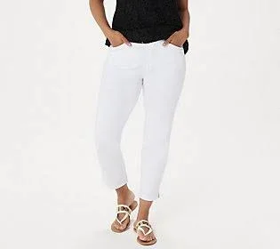 Susan Graver Regular Weekend Premium Stretch Crop Pants, Size Small, White