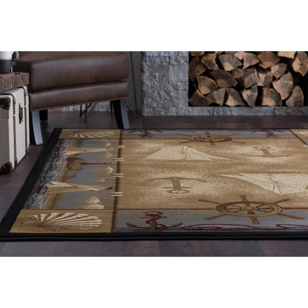 Alise Rugs Natural Lodge Novelty Lodge Area Rug - 3&11 x 5&3 - Beige