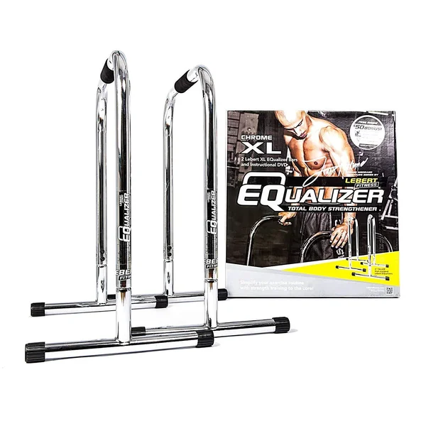 Chrome XL Equalizer Bars for Bodyweight Strength Training - Dips - Pull UPS, Push UPS (PROFESSIONAL Gym Quality) by Lebert