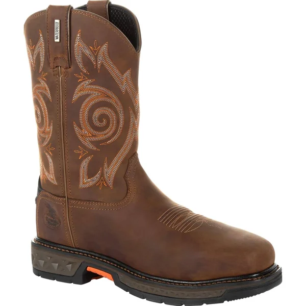 Georgia Boot Men's Carbo-Tec LT Steel-Toe Waterproof Pull-On Work Boot, GB00264, Brown